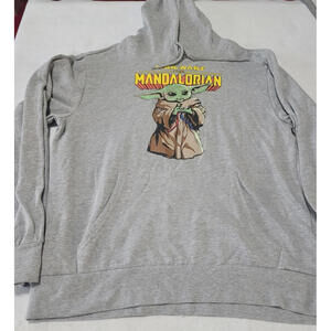 Star Wars Mandalorian Hoodie Unisex L Grogu Graphic Kangaroo Pocket Authentic
